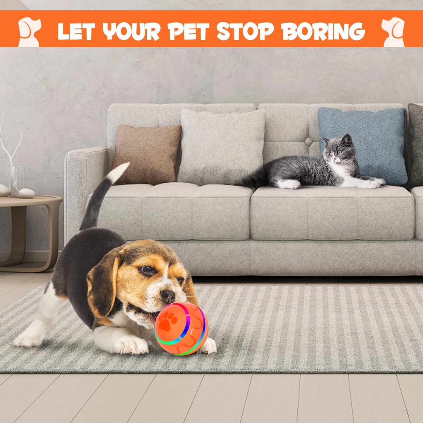 Orange Toy Ball – Automatic Smart Rolling Version