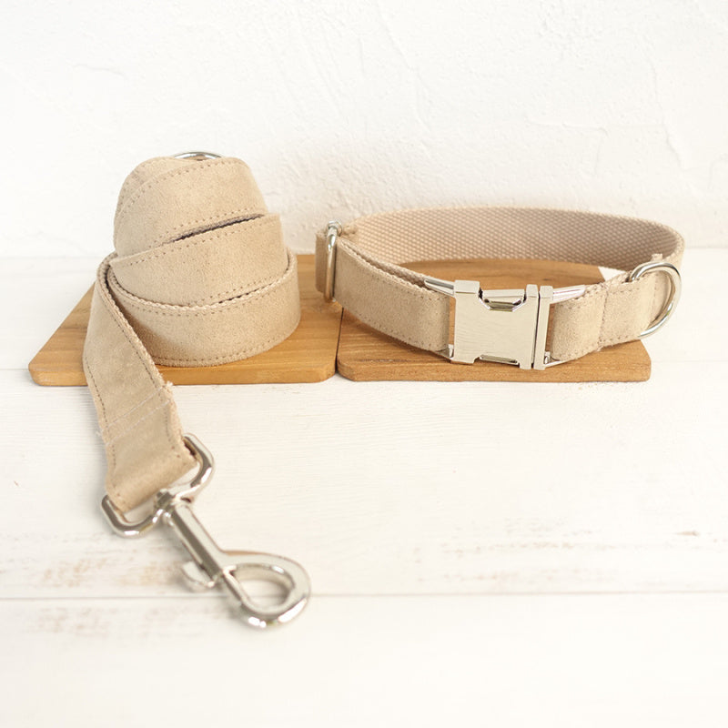 Personalized Soft Dog Collar – Adjustable Cotton Pet Collar with Leash