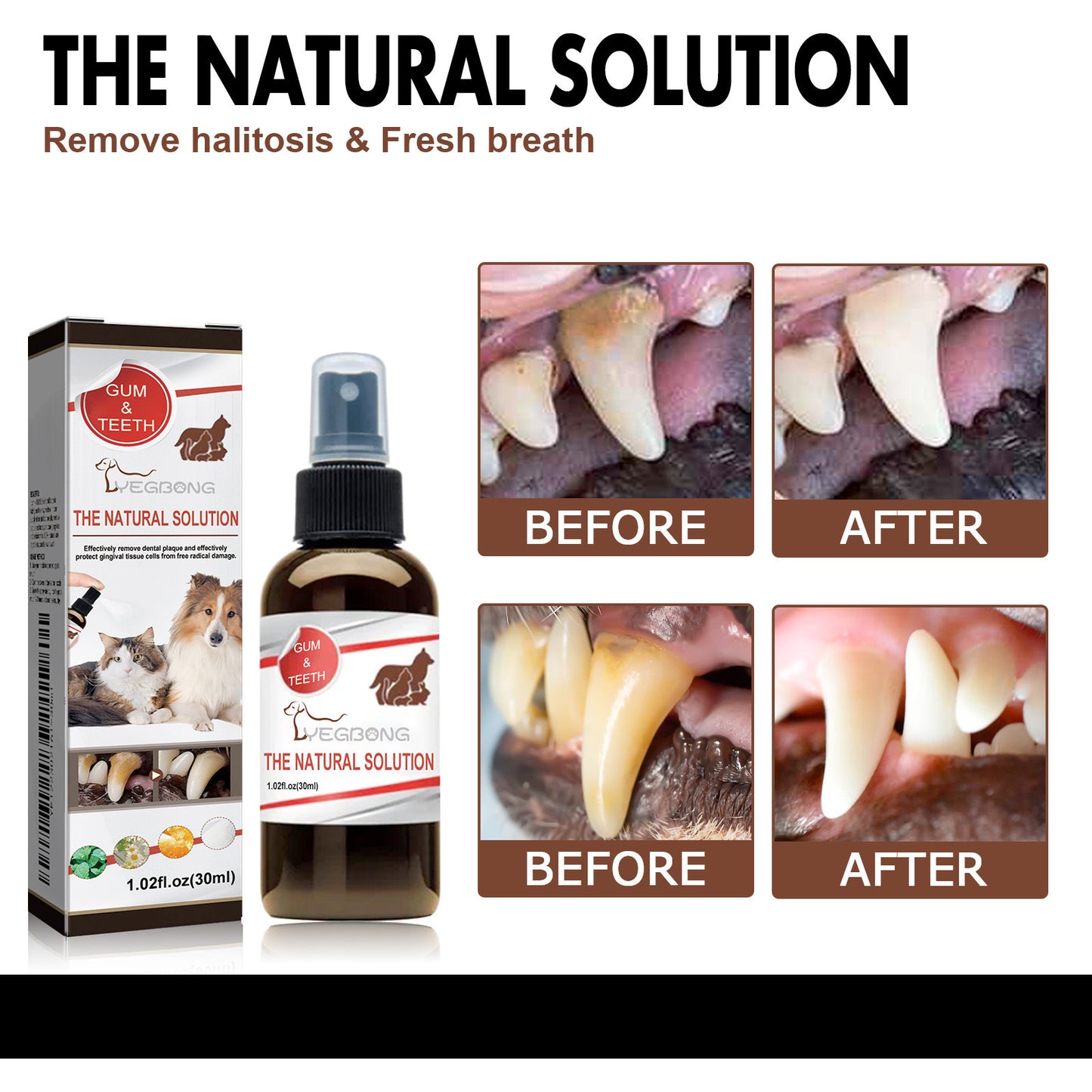 Pet Tooth Cleaning Spray & Fresh Breath & Tartar Control Formula for Cats and Dogs