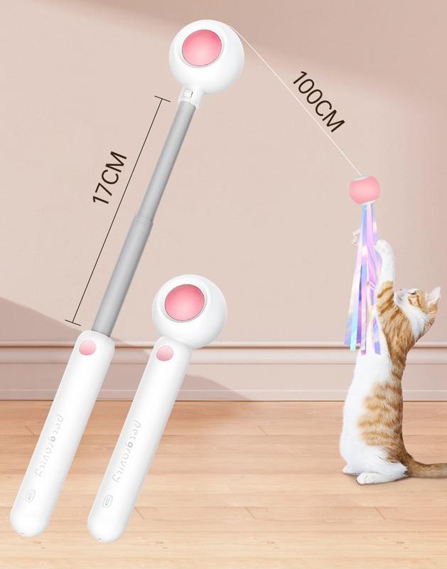 Laser Cat Wand Toy – Retractable Feather Stick with Built-in Laser Pointer