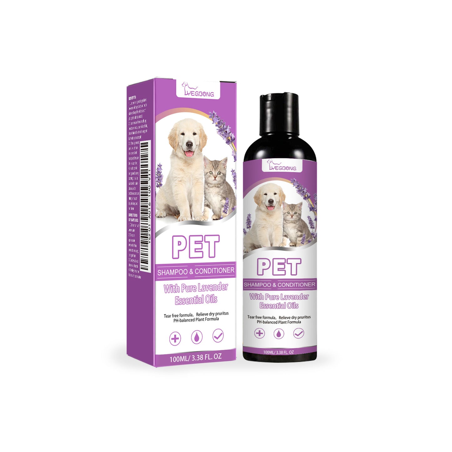 Natural Lavender Pet Shampoo – Tear-Free, Soothing Wash for Dogs & Cats
