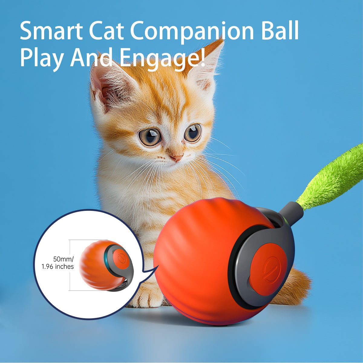 2025 Smart Cat Ball Toy – Type-C Rechargeable Auto-Rolling LED Ball