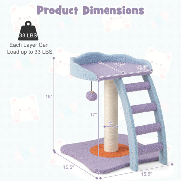2-Layer Cat Tree – Plush Climbing Tower and Scratching Frame