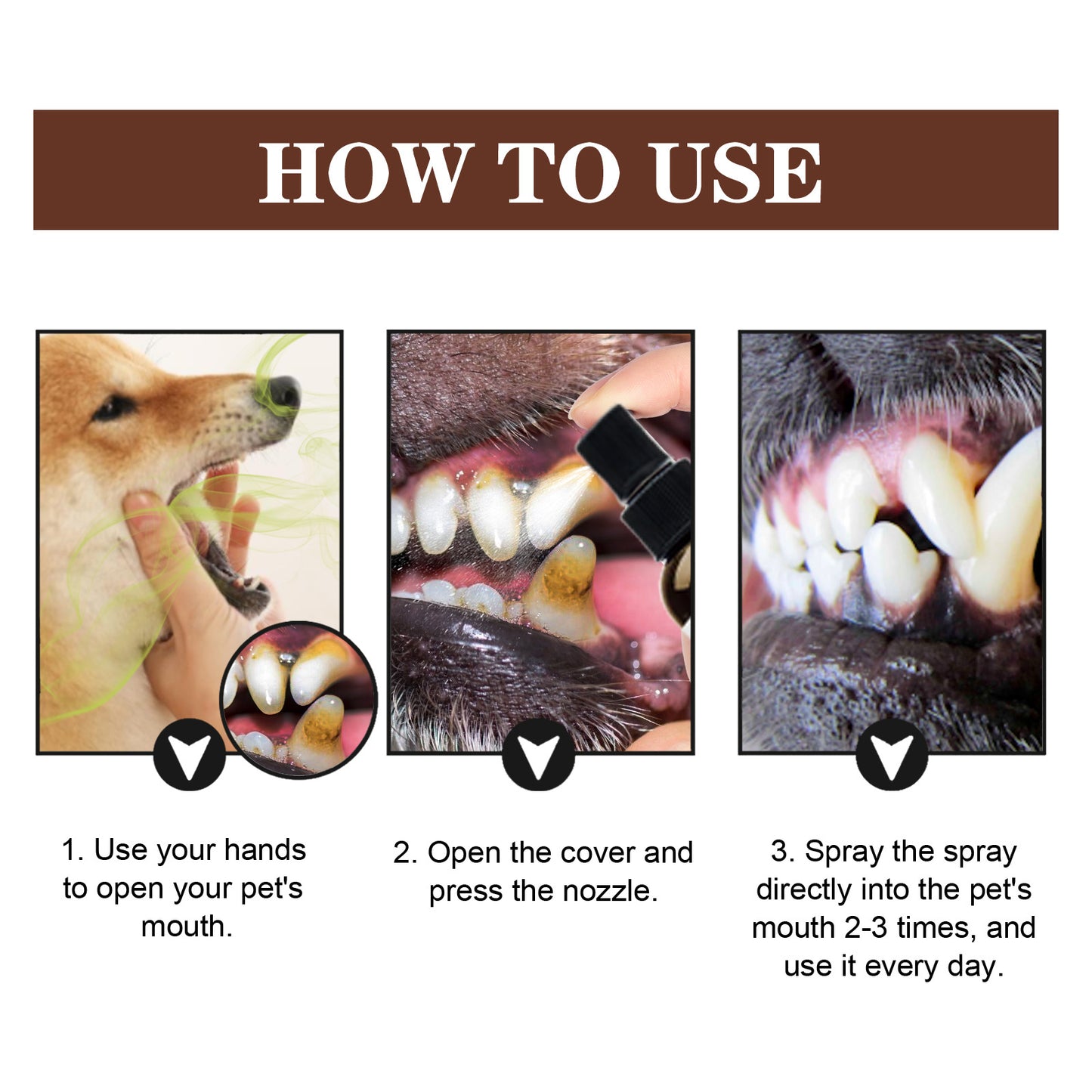 Pet Tooth Cleaning Spray & Fresh Breath & Tartar Control Formula for Cats and Dogs