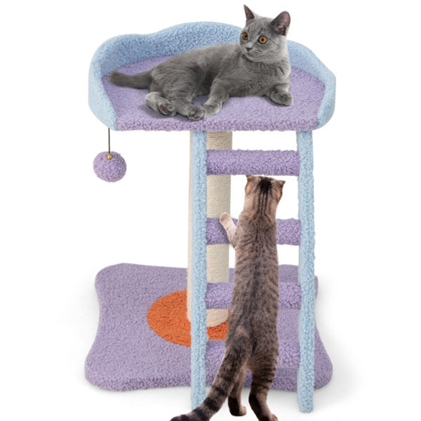 2-Layer Cat Tree – Plush Climbing Tower and Scratching Frame