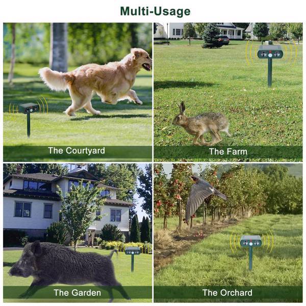 Ultrasonic Animal Repellent – Solar Motion Sensor Device with LED Flash
