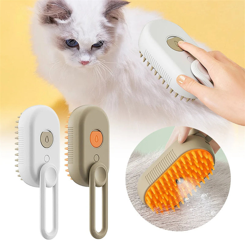 Electric Steam Pet Brush for Dogs & Cats & 3-in-1 Dematting, Grooming & Cleaning