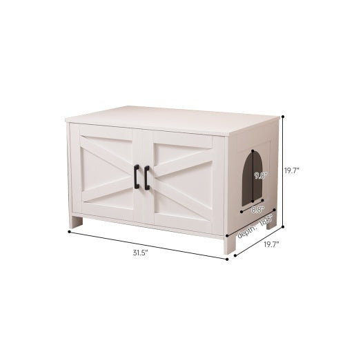 Modern Cat Litter Box Enclosure – Hidden Cabinet with Double Doors