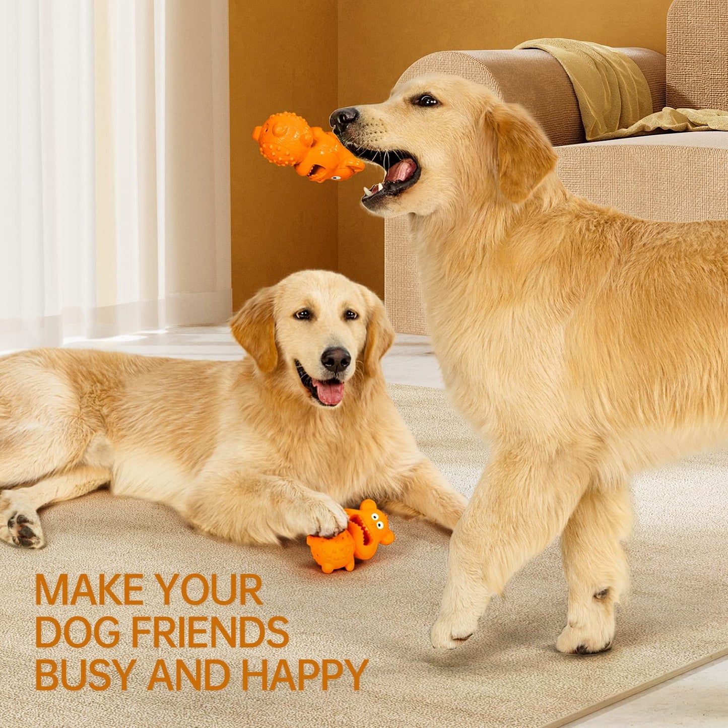 Dog Teething Toy – Green & Orange 2-Pack (Chew Toys for Puppies & Small Dogs)