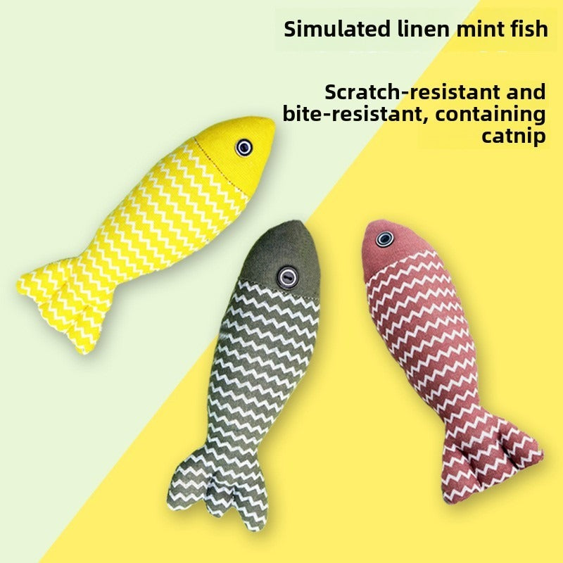 Pet Mint Fish Toy – Built-in Catnip (Random Colour 3-Pack)