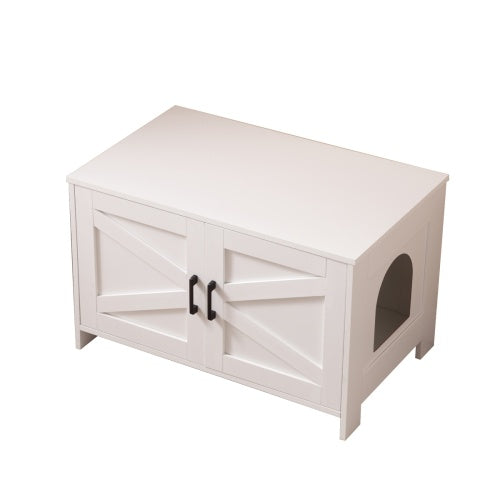 Modern Cat Litter Box Enclosure – Hidden Cabinet with Double Doors