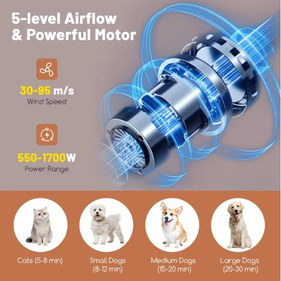 High-Power Dog & Cat Hair Blower with Negative Ion Function – Professional Pet Dryer for Fast & Safe Grooming