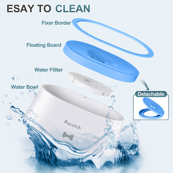 2L Pet Water Fountain Bowl with Splash-Proof Design – Auto-Refill Drinking Basin for Dogs & Cats
