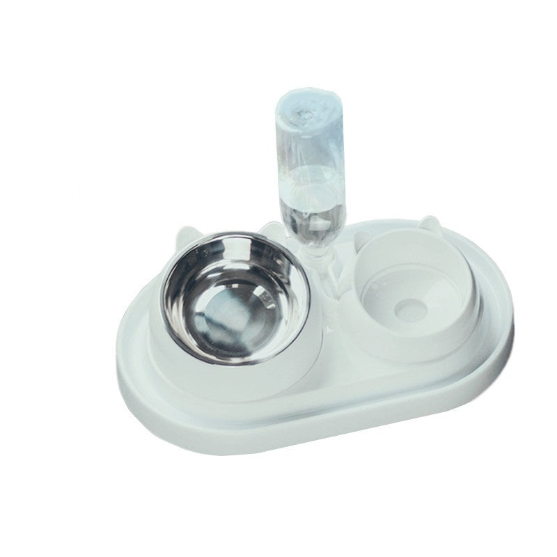 Stainless Steel Tilted Double Pet Bowl with Cervical Spine Protection