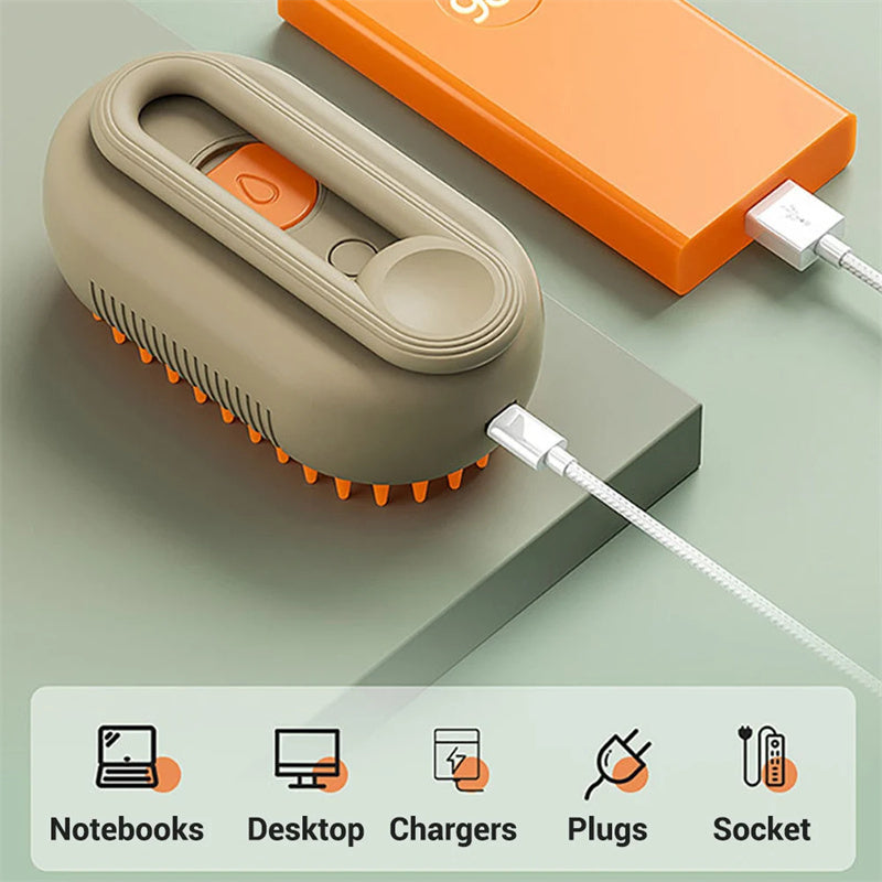 Electric Steam Pet Brush for Dogs & Cats & 3-in-1 Dematting, Grooming & Cleaning