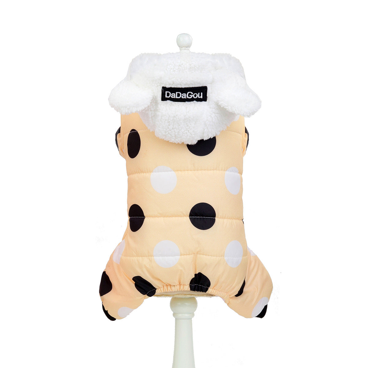 4-Leg Polka Dot Dog Coat – Warm Cotton Jumpsuit for Winter