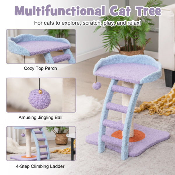 2-Layer Cat Tree – Plush Climbing Tower and Scratching Frame