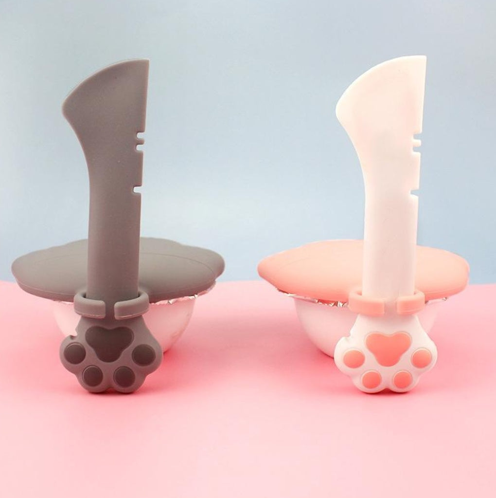 2-in-1 Pet Can Spoon & Jar Opener with Paw Grip – Puppy Feeding and Mixing Tool (Pink)
