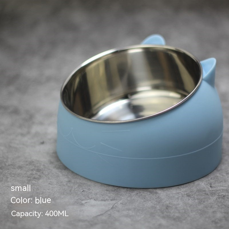 Stainless Steel Tilted Double Pet Bowl with Cervical Spine Protection