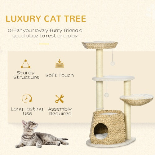 PawHut 47" Cat Tree – Kitty Activity Center with Climbing Tower