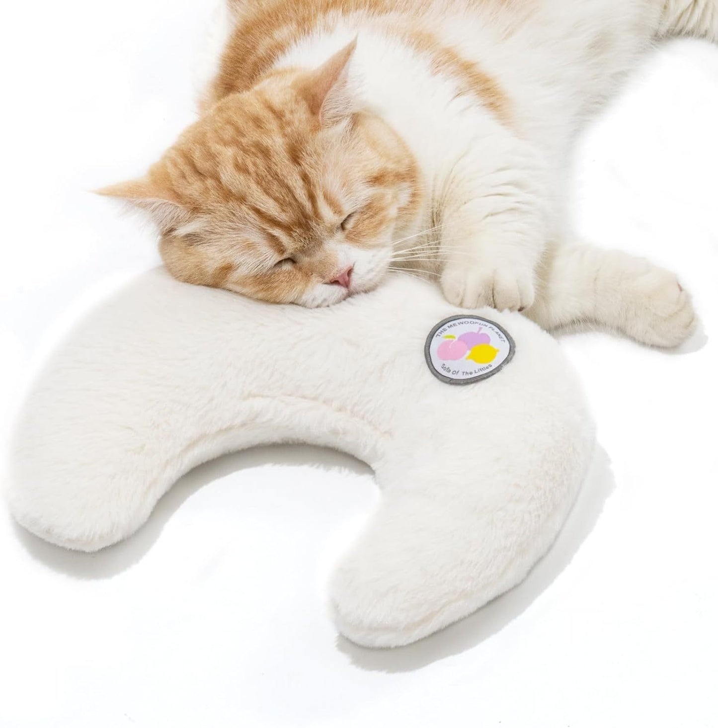 MEWOOFUN U-Shaped Orthopedic Pet Pillow - 10.6x9.8 Inch Fluffy Support Pillow For Cat & Puppy Joint Relief White