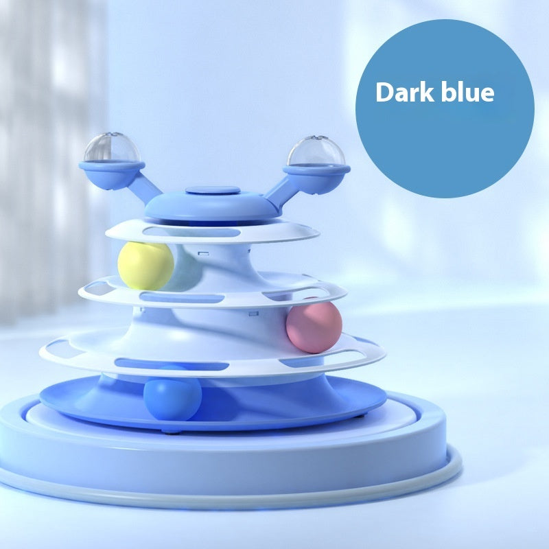 4 Levels Cat Toy Tower – Turntable with Rolling Balls
