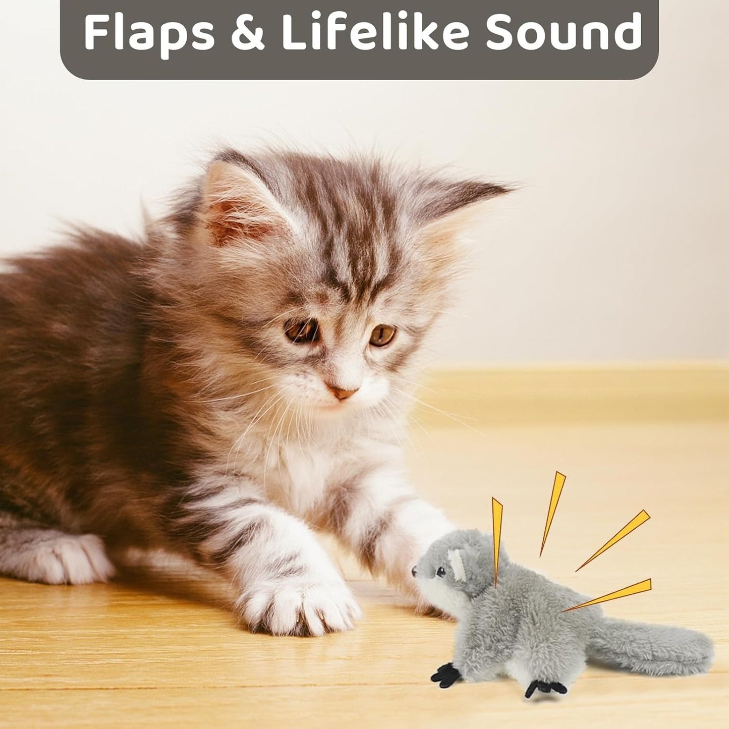 Organic Catnip Cat Toy – Flapping Squirrel Plush for Indoor Cats