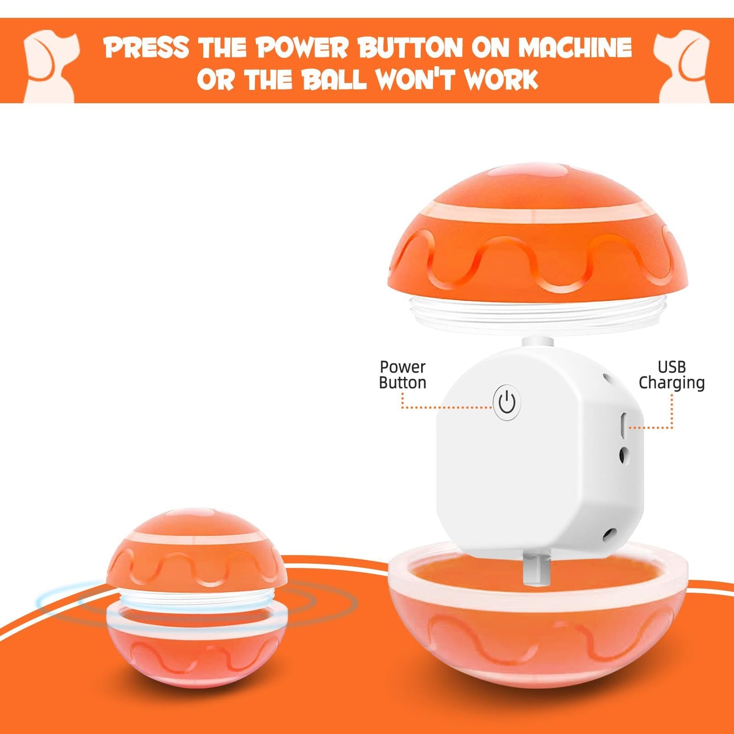 Orange Toy Ball – Automatic Smart Rolling Version