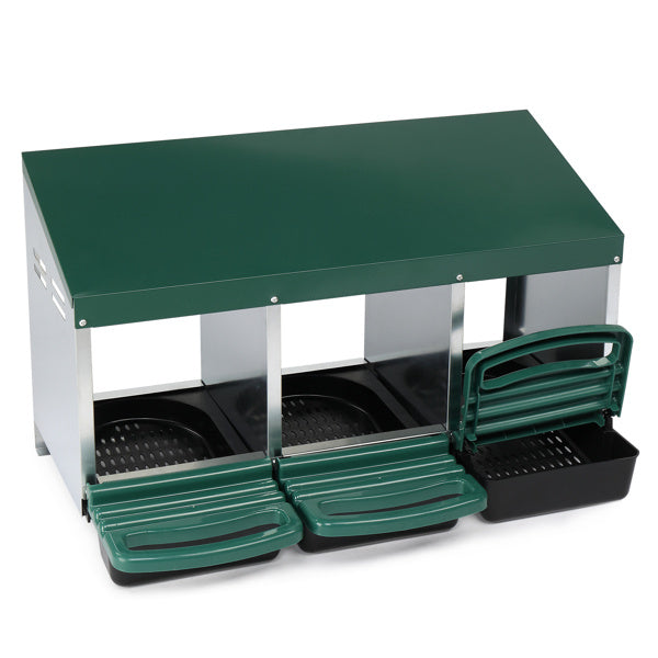 3-Compartment Chicken Feeding Trough – Durable Poultry Feeder with Covered Roof