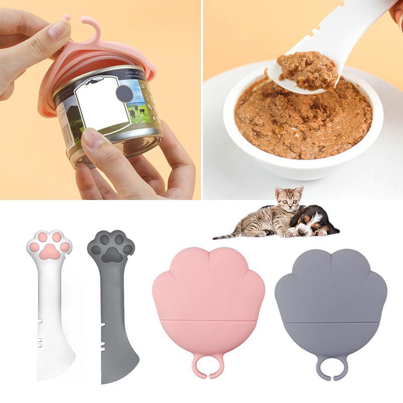 2-in-1 Pet Can Spoon & Jar Opener with Paw Grip – Puppy Feeding and Mixing Tool (Pink)