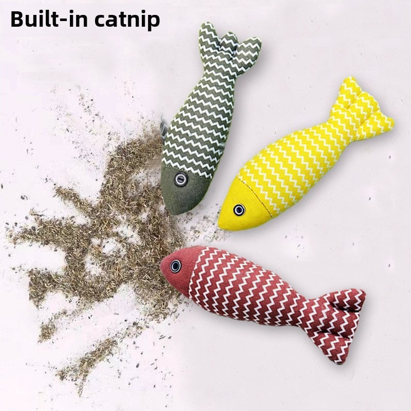 Pet Mint Fish Toy – Built-in Catnip (Random Colour 3-Pack)