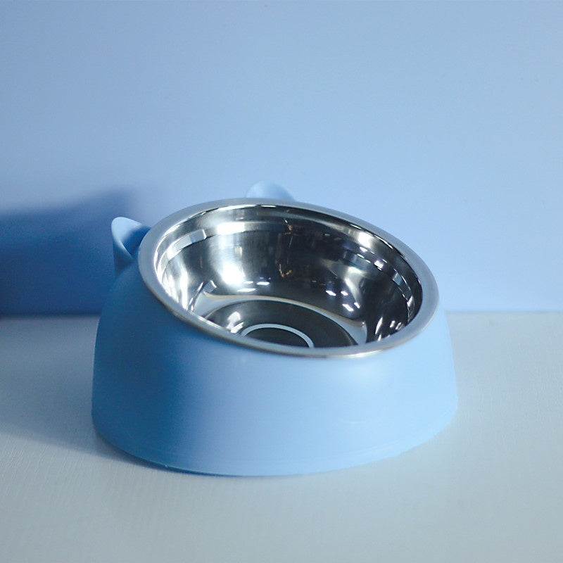 Stainless Steel Tilted Double Pet Bowl with Cervical Spine Protection