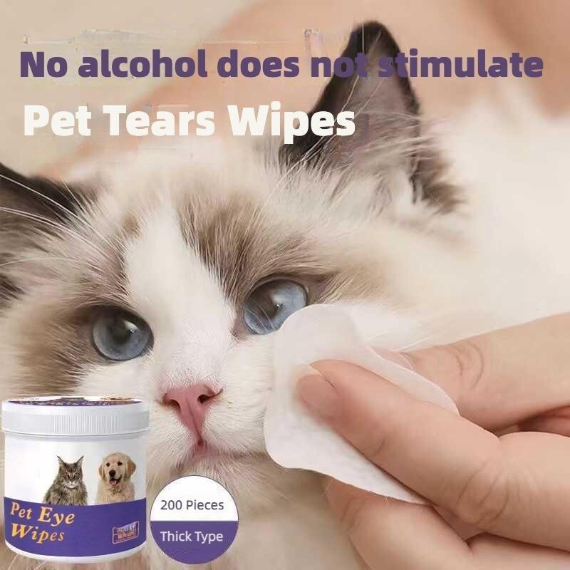 Pet Eye Wipes – 200 Count Tear Stain Remover Pads for Dogs & Cats