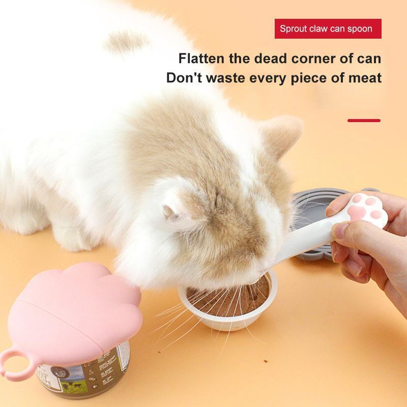 2-in-1 Pet Can Spoon & Jar Opener with Paw Grip – Puppy Feeding and Mixing Tool (Pink)