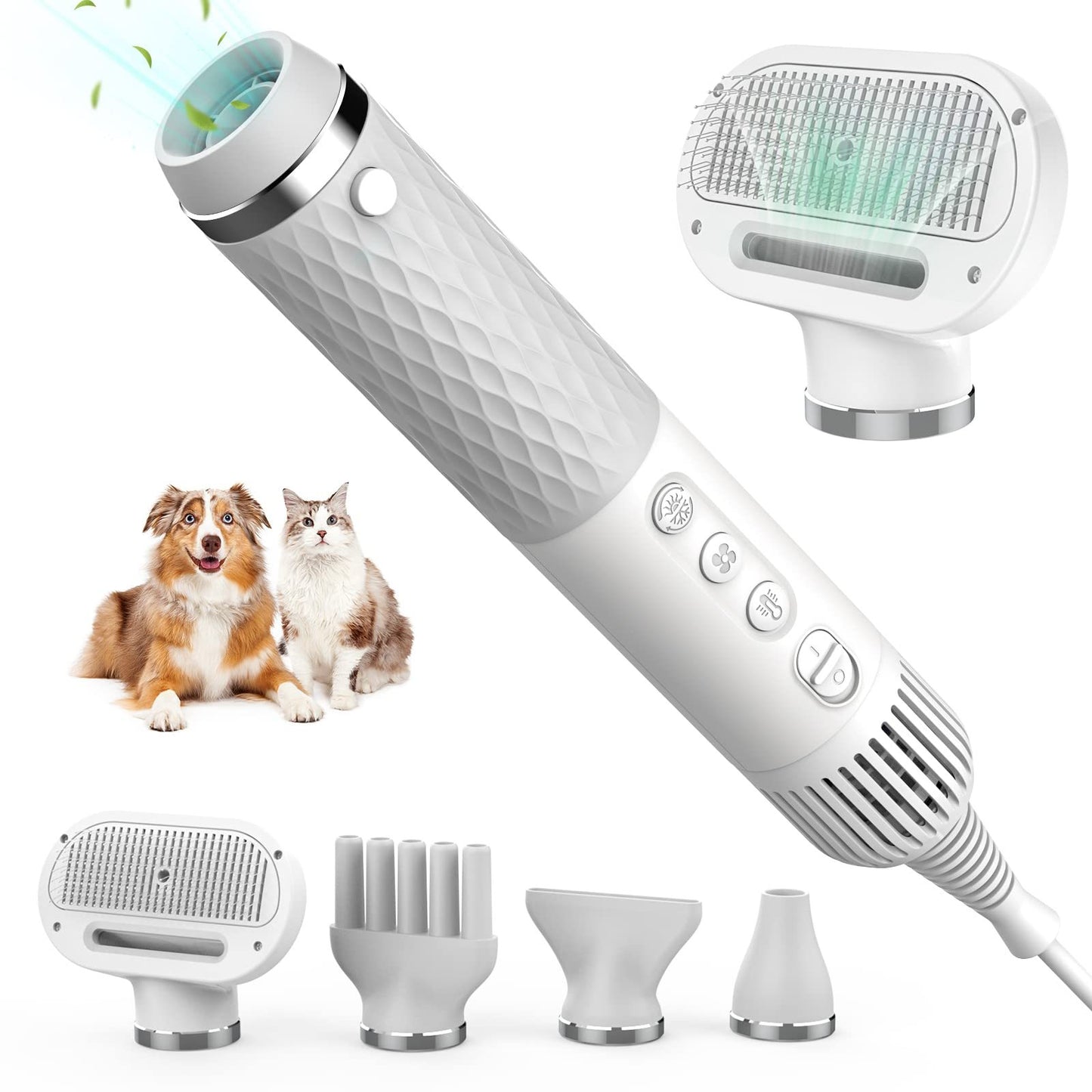 Brushless Motor Handheld Pet Dryer – Quiet Water Blower with Attachments for Dogs & Cats