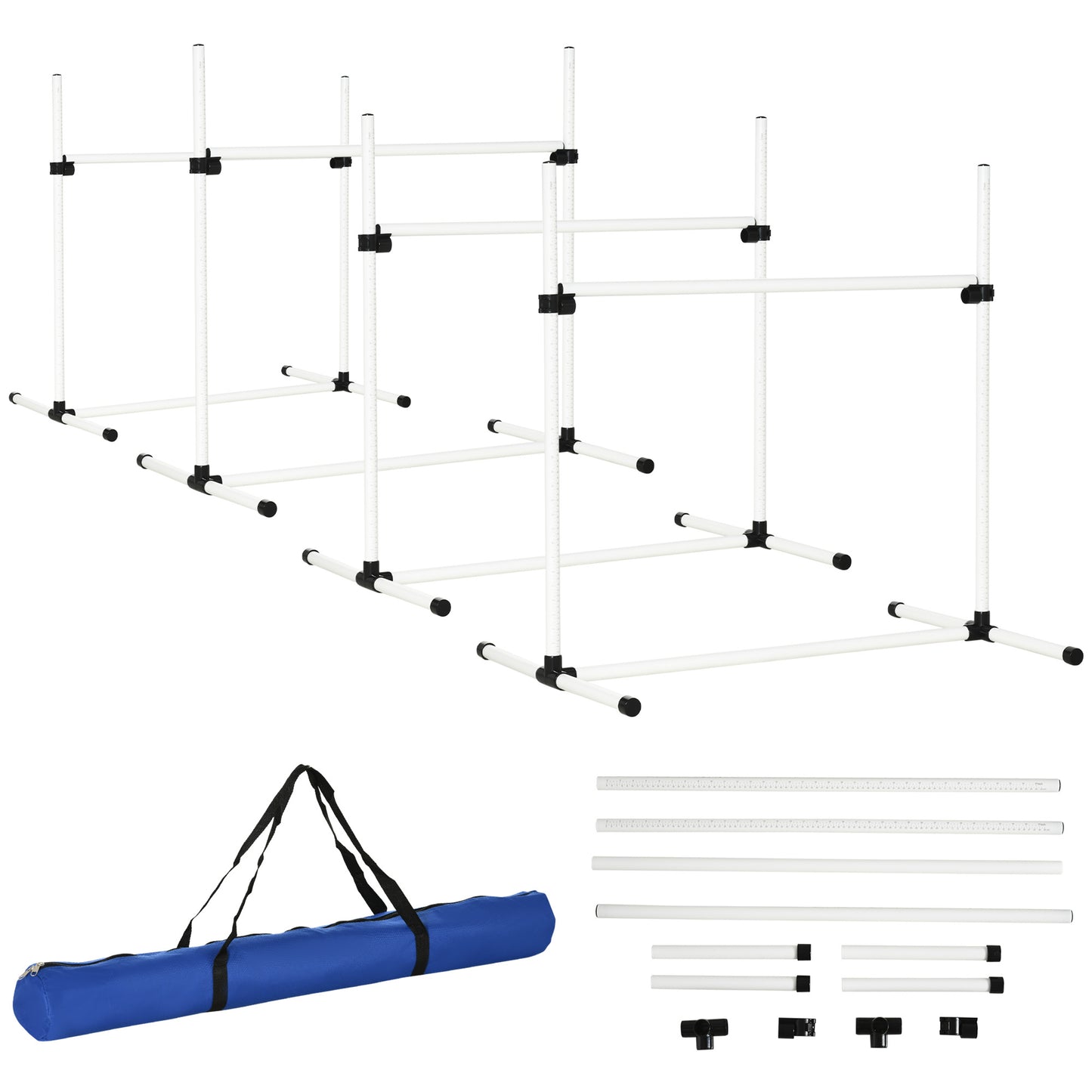 4-piece Dog Agility Training Equipment with Height-Adjustable Hurdles