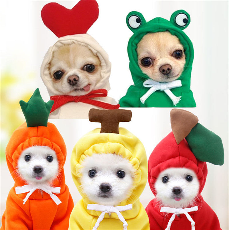 Techniwoof™ Cute Fruit Dog Hoodie – Warm Winter Fleece Costume for Small Dogs