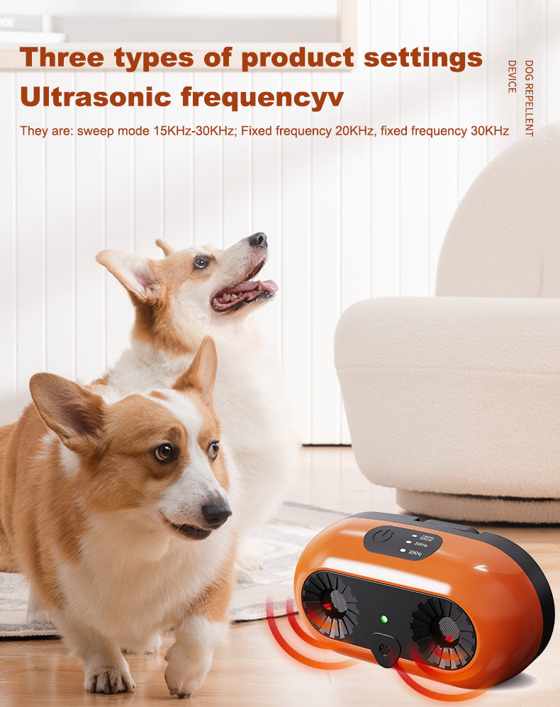 Rechargeable Dual-Speaker Ultrasonic Anti-Bark Device – Indoor & Outdoor Dog Bark Controller