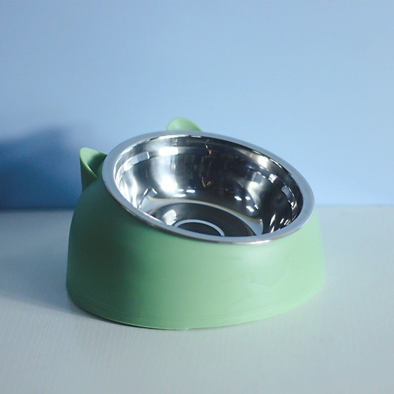 Stainless Steel Tilted Double Pet Bowl with Cervical Spine Protection