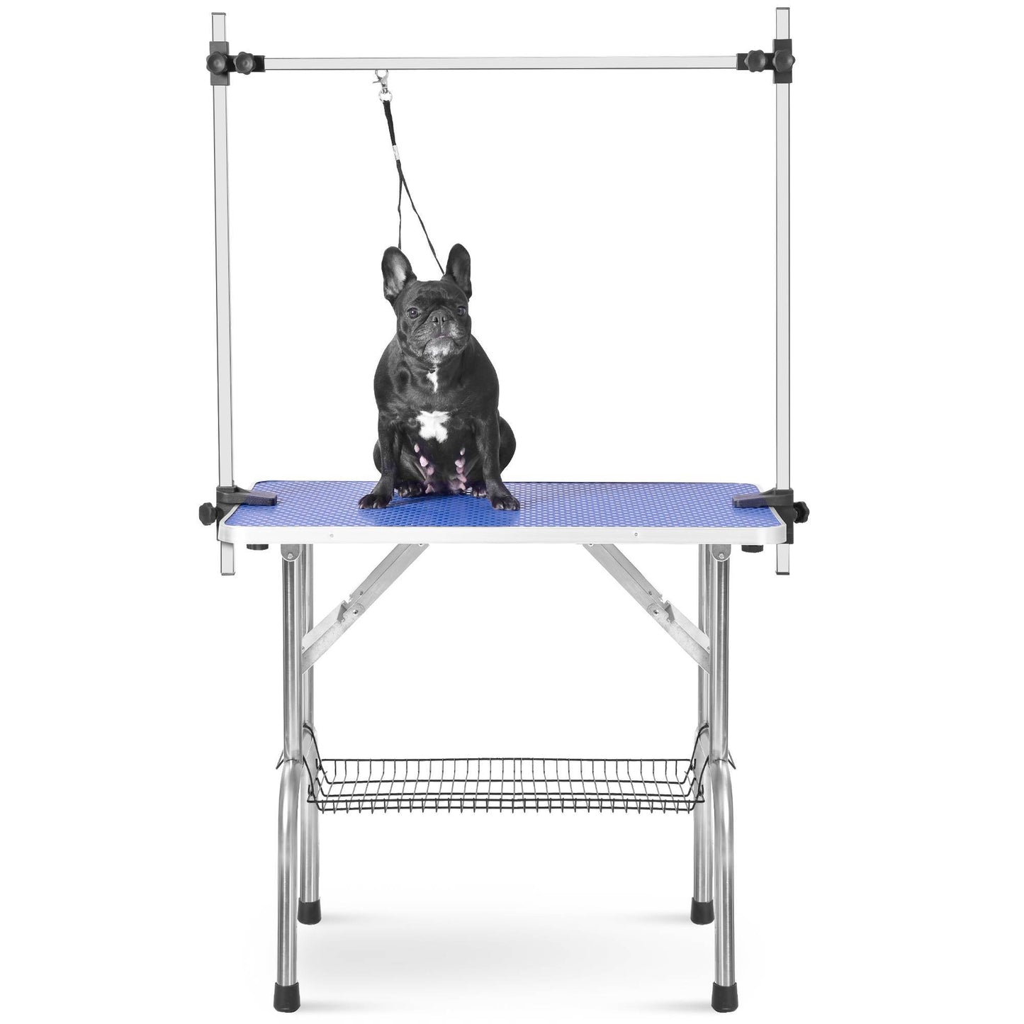 Heavy-Duty Stainless Steel Folding Dog Grooming Table – Adjustable Height with Arm Clamp