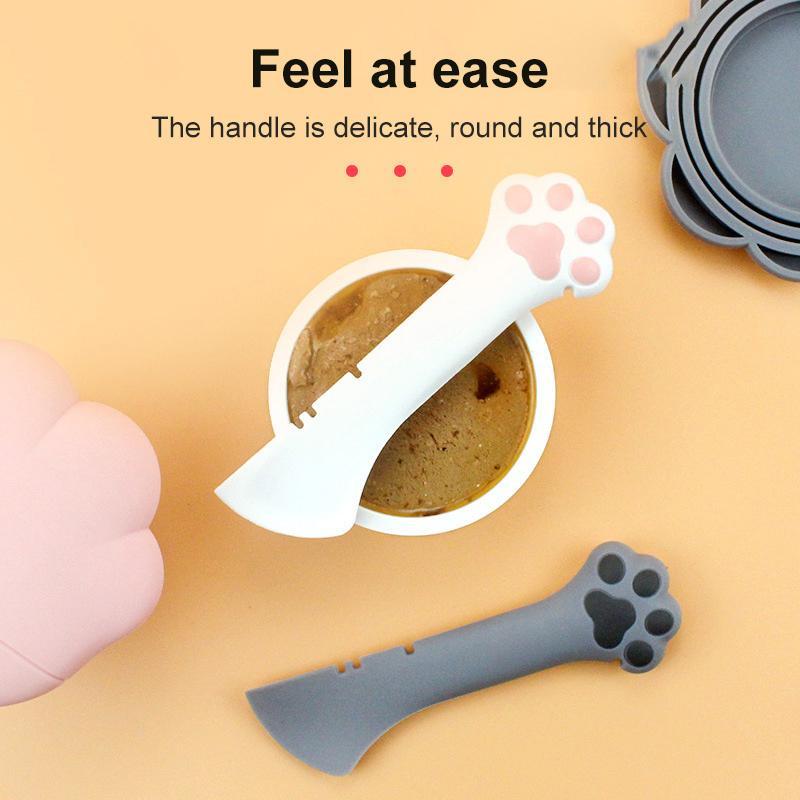2-in-1 Pet Can Spoon & Jar Opener with Paw Grip – Puppy Feeding and Mixing Tool (Pink)