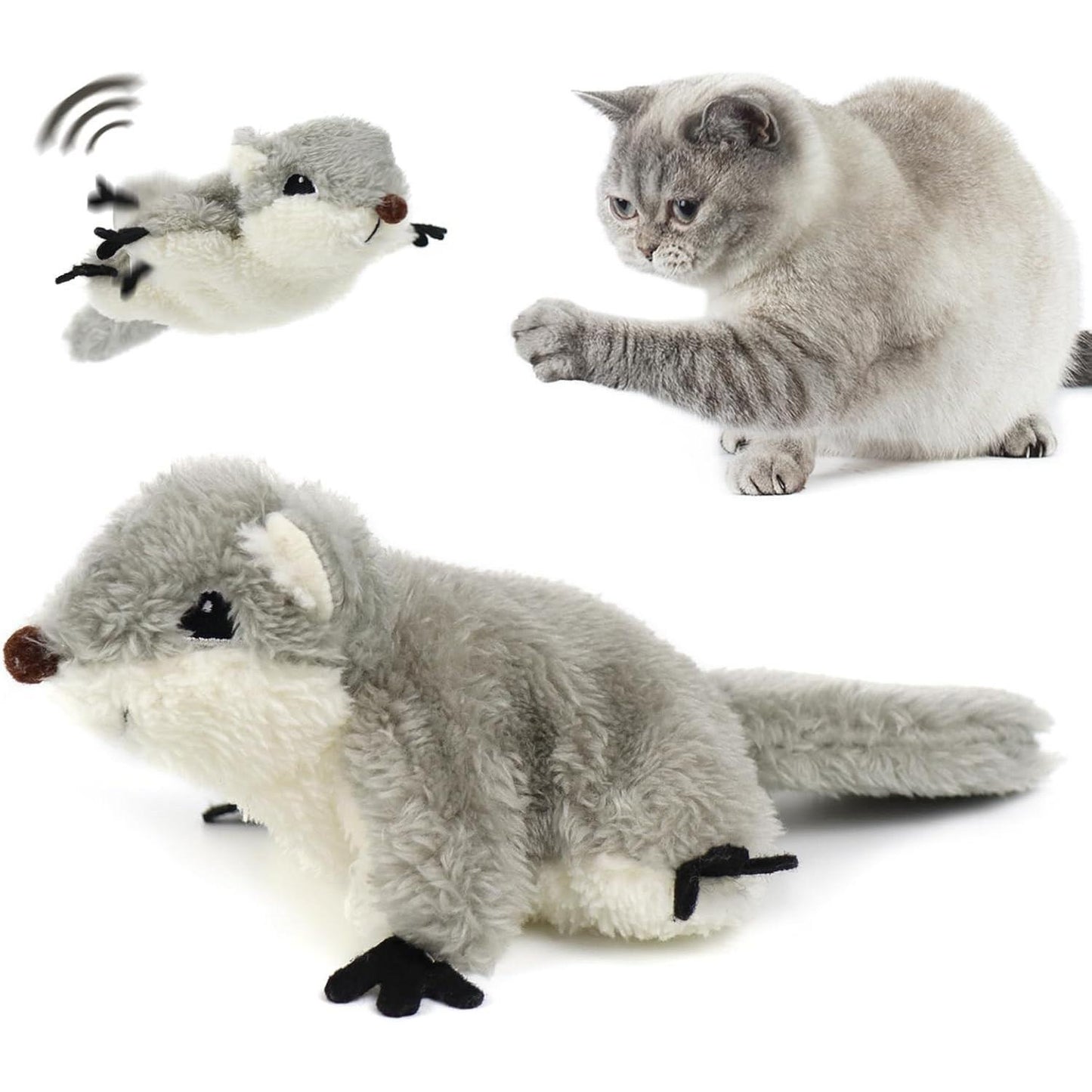 Organic Catnip Cat Toy – Flapping Squirrel Plush for Indoor Cats