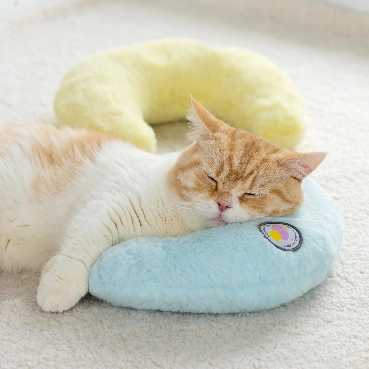 MEWOOFUN U-Shaped Orthopedic Pet Pillow – Light Blue