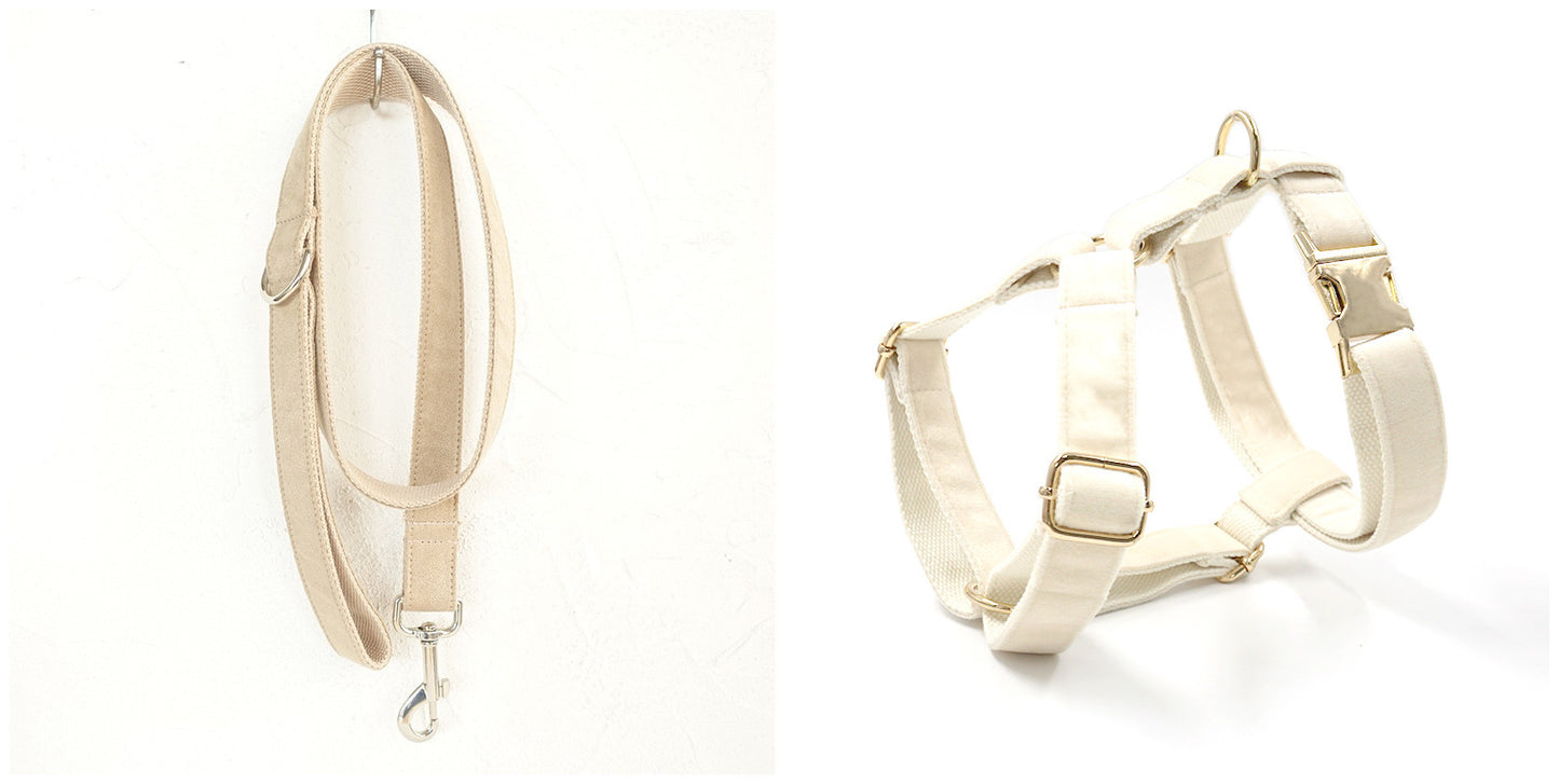 Personalized Soft Dog Collar – Adjustable Cotton Pet Collar with Leash