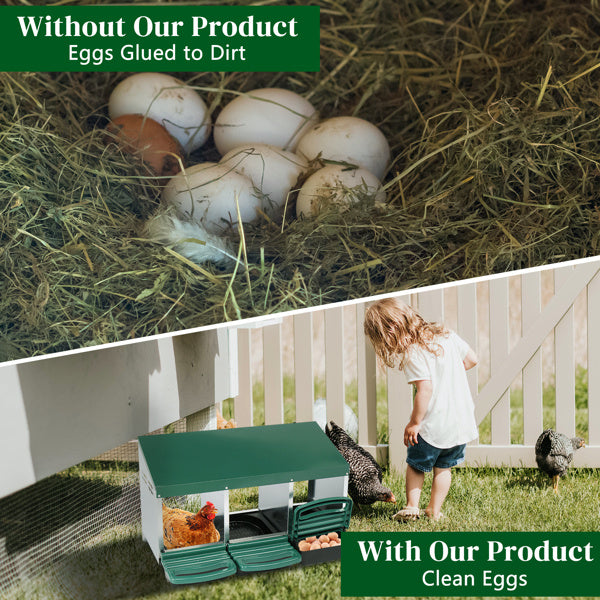 3-Compartment Chicken Feeding Trough – Durable Poultry Feeder with Covered Roof