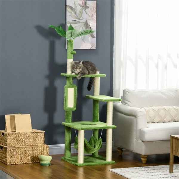 Cattery Cat Climbing Tower – Multi-Level Green Cat Tree