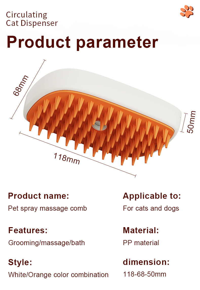 Hand-Held Pet Spray Comb – Soothing Bath Brush for Cats & Dogs