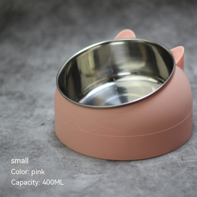 Stainless Steel Tilted Double Pet Bowl with Cervical Spine Protection