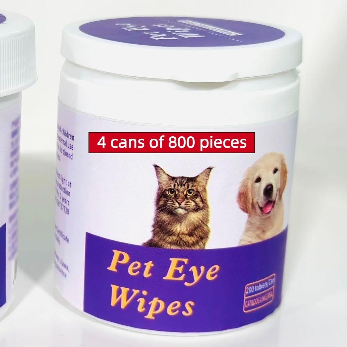 Pet Eye Wipes – 200 Count Tear Stain Remover Pads for Dogs & Cats