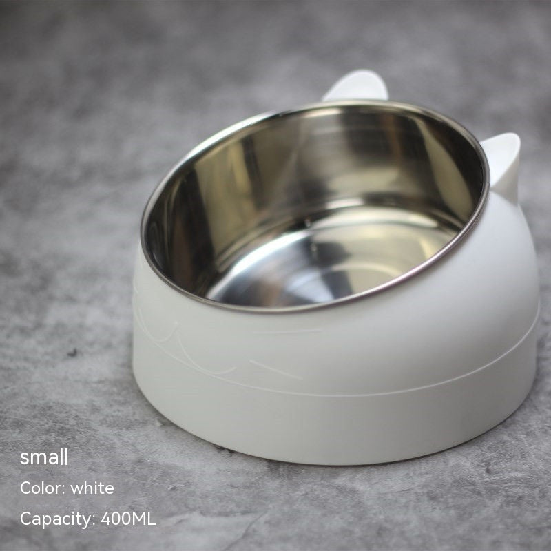 Stainless Steel Tilted Double Pet Bowl with Cervical Spine Protection